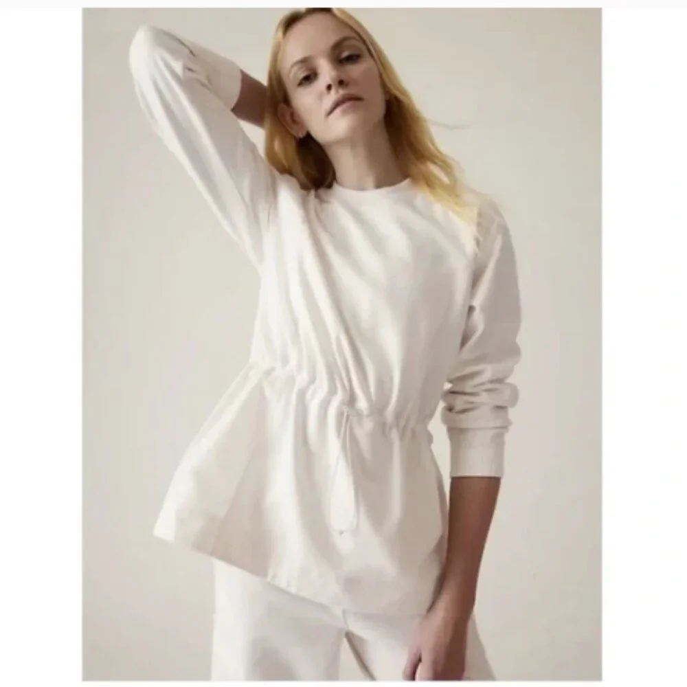 Athleta Ivory Magnolia White Triumph Hybrid Crewneck Sweatshirt Sz L NWT - Picture 16 of 16